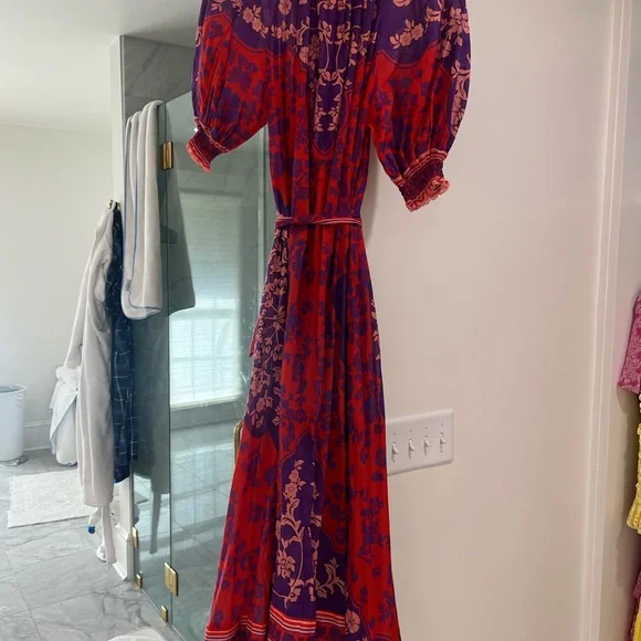 Elegant Purple and Red Floral Dress - Picture 5 of 8